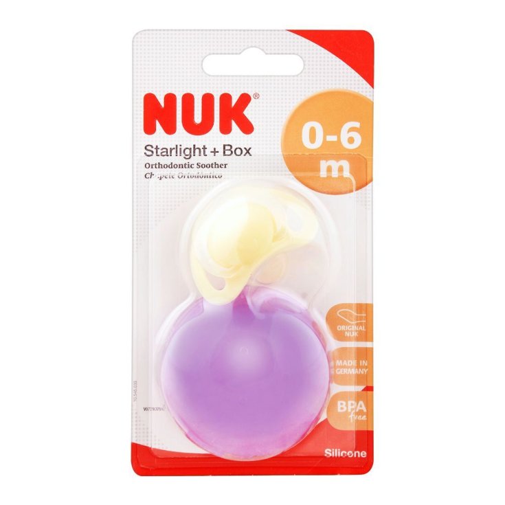 Succhietto Ortodontico In Silicone Starlight + Box 0-6Mesi Nuk 2 Pezzi