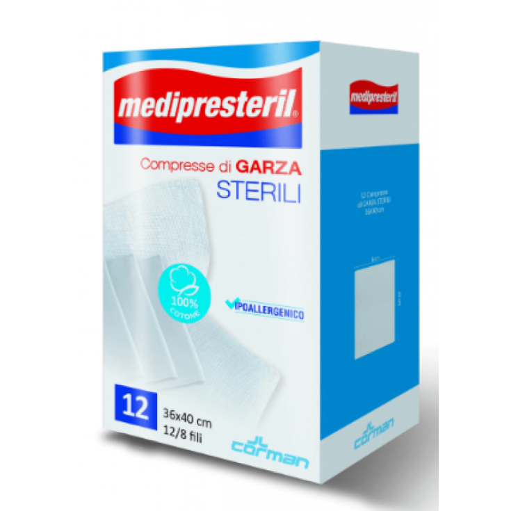 Medipresteril 12/8 Fili 36 x 40cm CORMAN 12 Compresse Garza