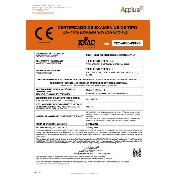 Mascherina +39 MASK FFP2 ACB Rosa 1 Pezzo