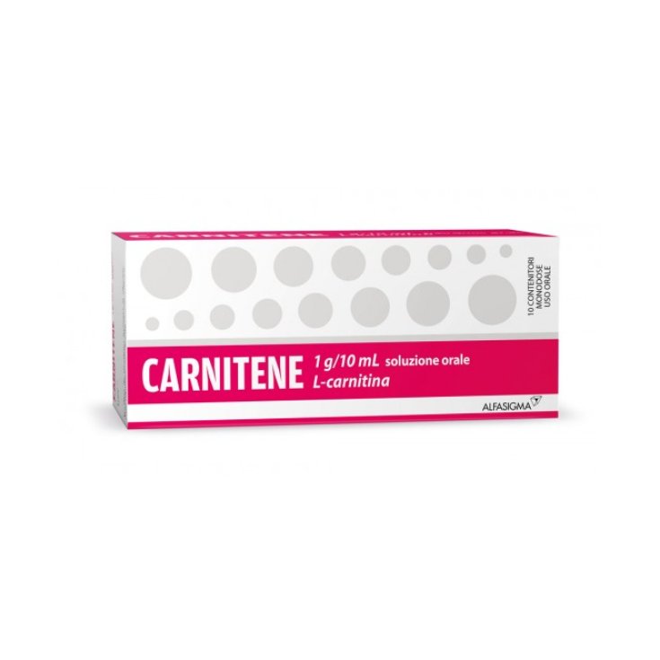 Carnitene 1g/10ml L-Carnitina Soluzione Orale Alfasigma 10 Flaconcini Monodose