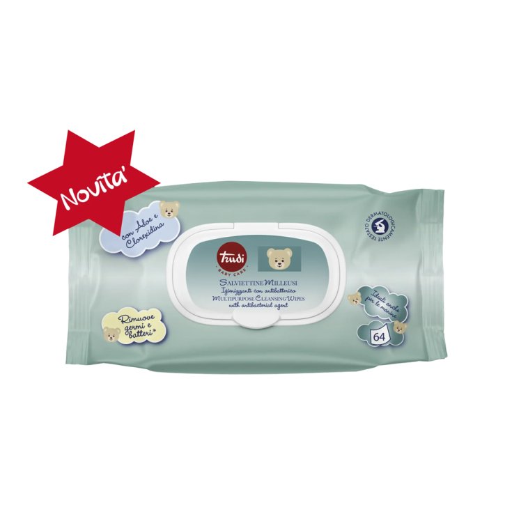 Salviettine Disinfettanti Antibatteriche Trudi Baby Care 64 Pezzi