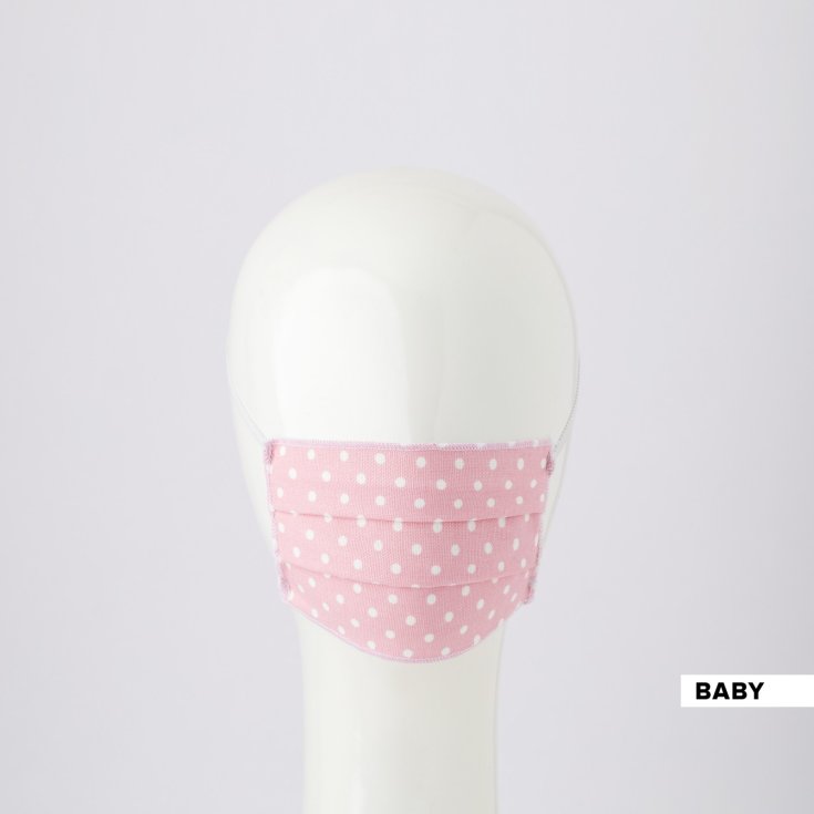Mascherina Baby Pois Rosa Linea Oro Carillo Kit 2 Mascherine