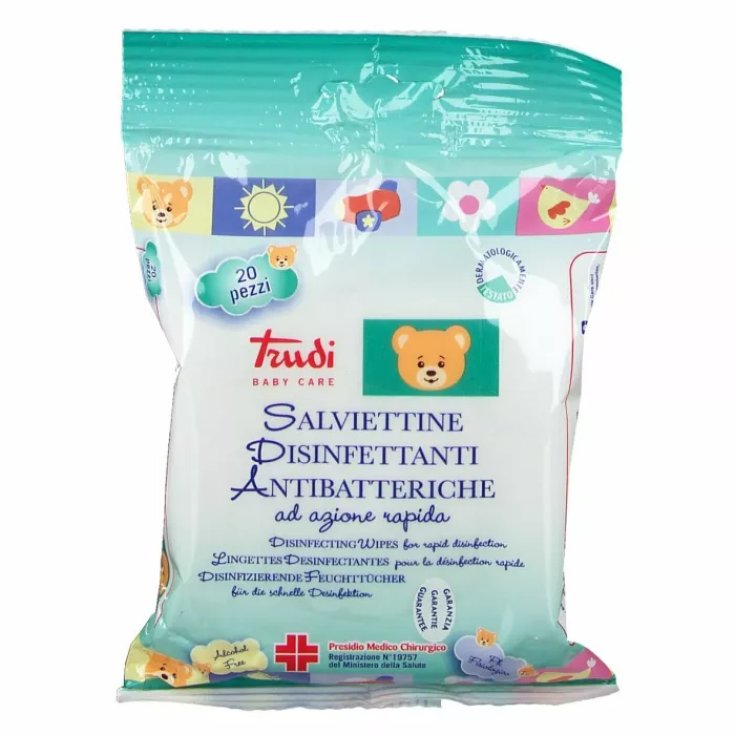 Salviettine Disinfettanti Antibatteriche Trudi Baby Care 20 Pezzi