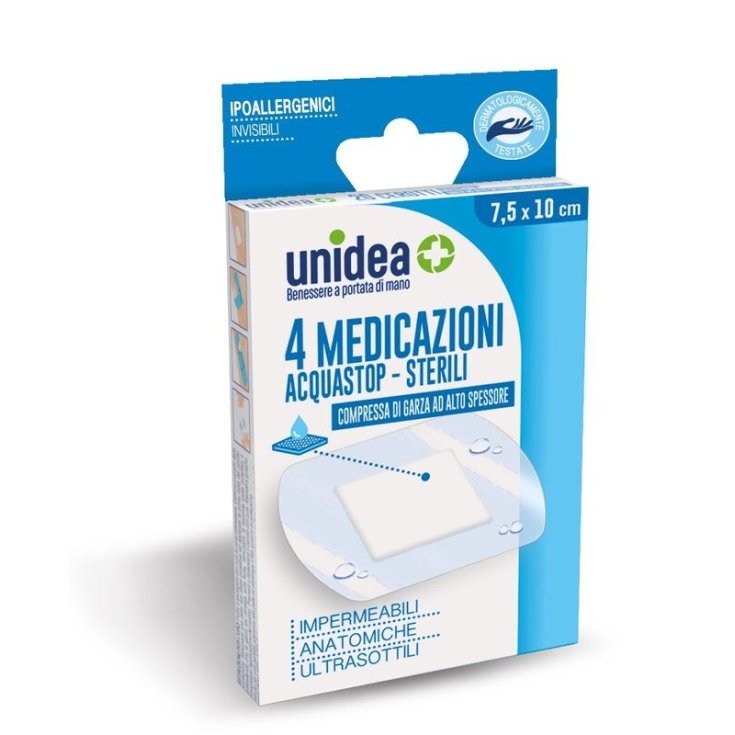 MEDICAZIONI ACQUASTOP STERILI unidea 7,5X10cm 4 Medicazioni
