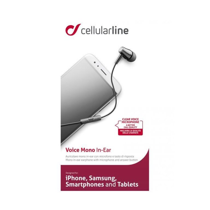 Voice In-Ear Mono Cellularline Auricolari Nero 1 Paio