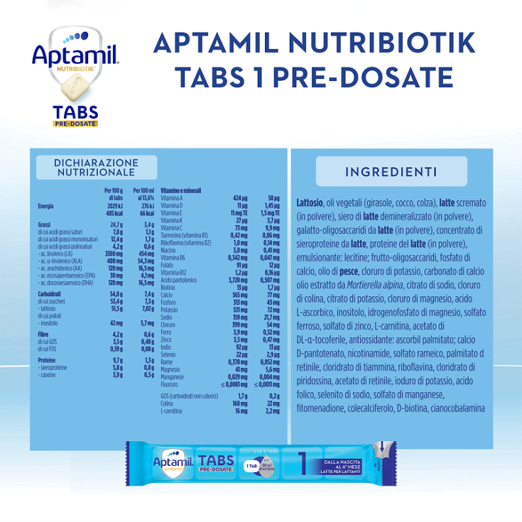 Aptamil Nutribiotik Tabs Pre-Dosate 1 Nutricia 21 Bustine