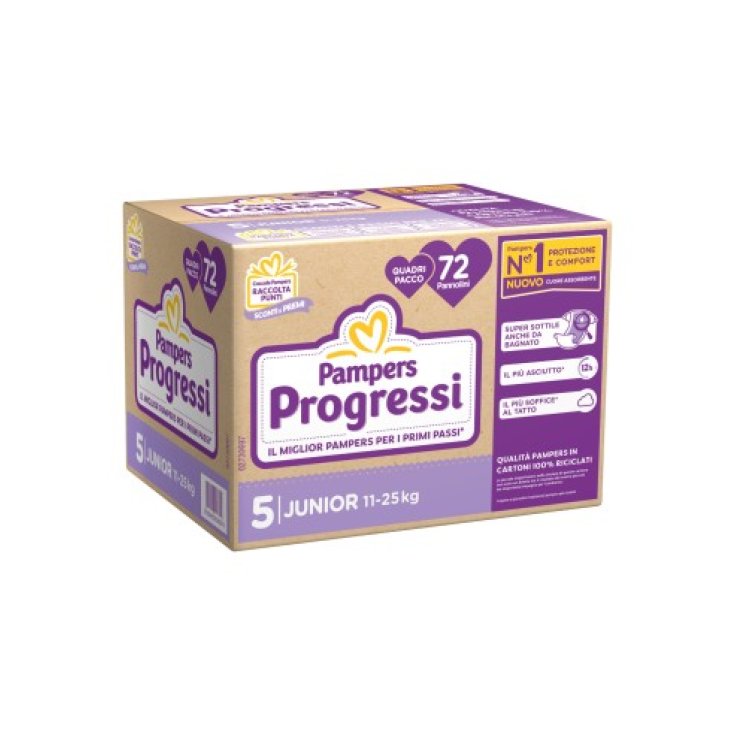 Pannolini Tg.5 Junior Pampers Progressi Quadri Pack 72 Pezzi