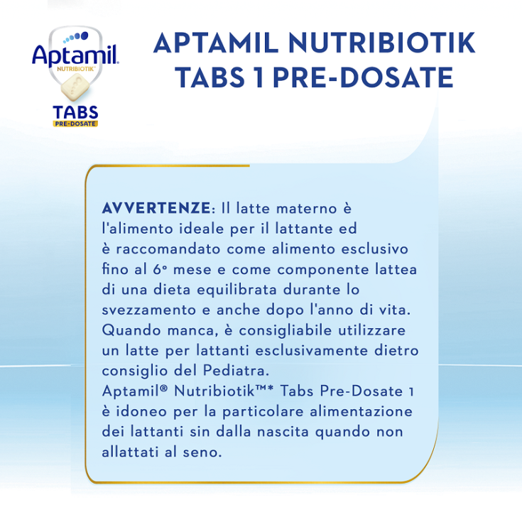 Aptamil Nutribiotik Tabs Pre-Dosate 1 Nutricia 21 Bustine