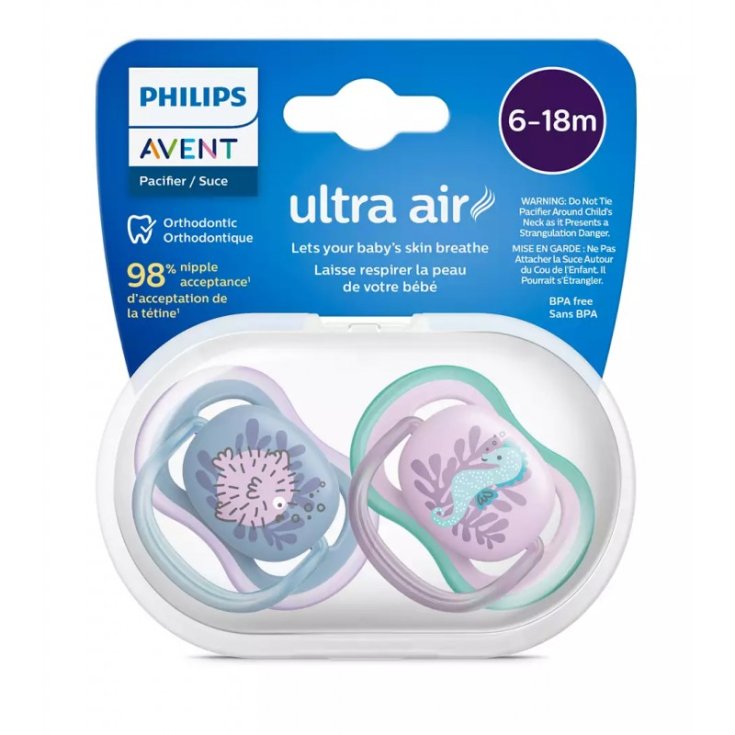 Succhietto Ultra-Air 6-18 Pesce Palla/Cavalluccio Marino Philips Avent 2 Pezzi