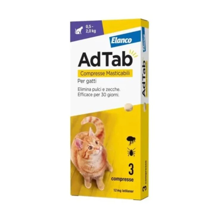 Adtab Per Gatti 0,5kg-2kg Elanco 3 Compresse Masticabili 12mg