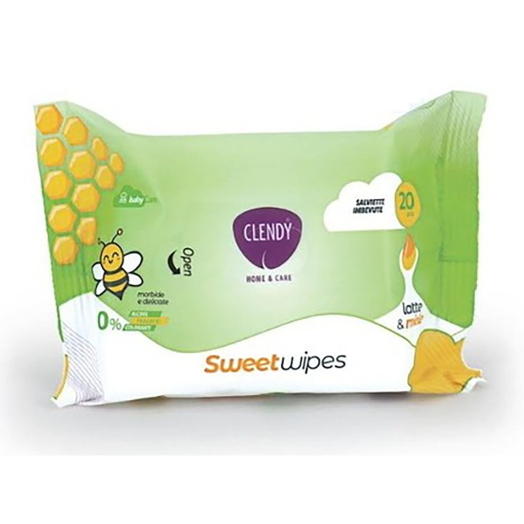 SweetWipes Salviette Imbevute Latte&Miele Clendy® 20 Pezzi