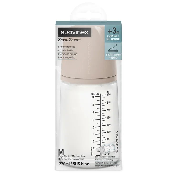 Zero Zero Biberon Silicone 270ml Flusso Medio Medium Nude Suavinex