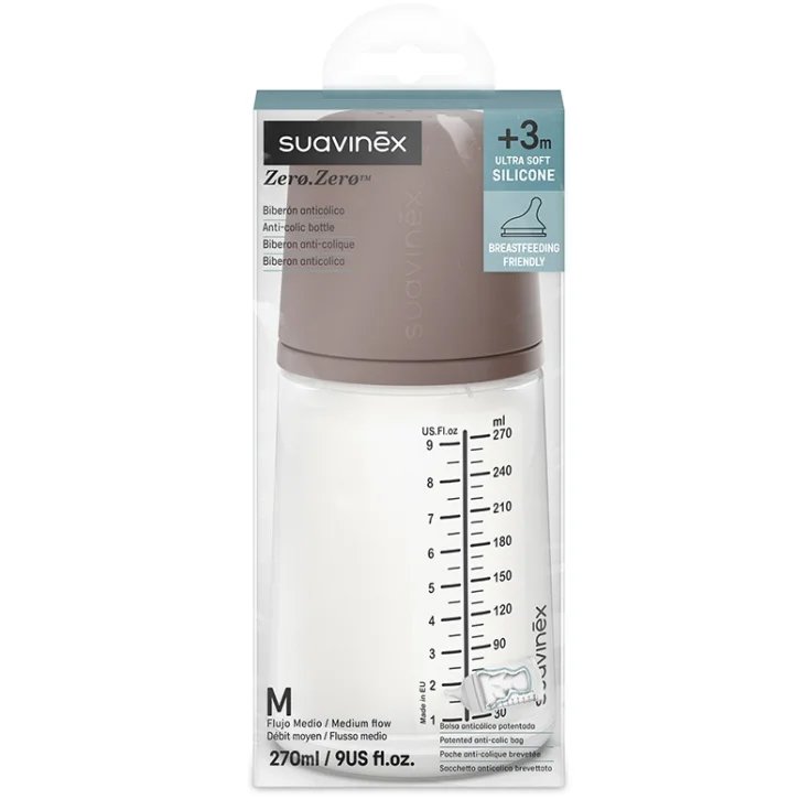 Zero Zero Biberon Silicone 270ml Flusso Medio Deep Nude Suavinex