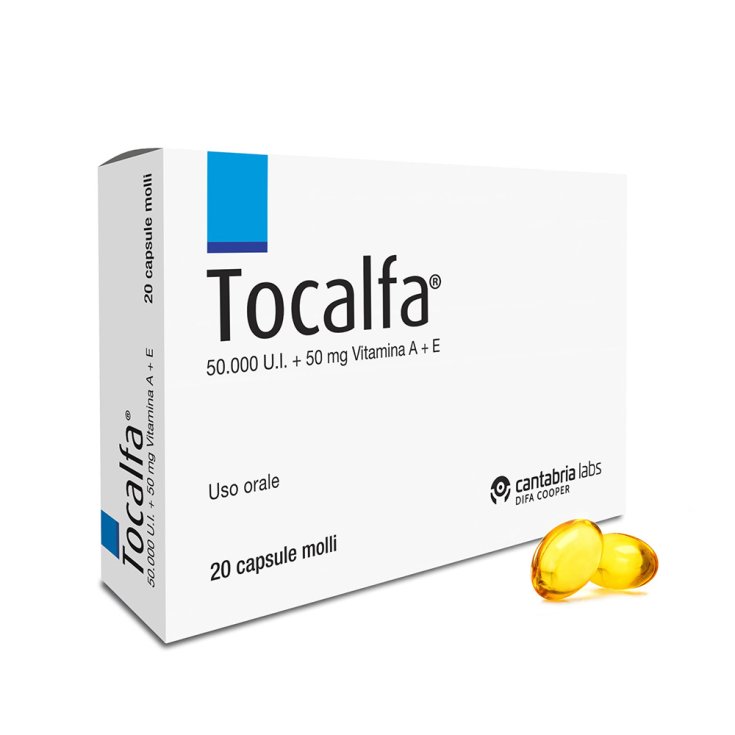 Tocalfa 50000 UI + 50mg Vitamina A + E Integratore Alimentare 20 Capsule Molli