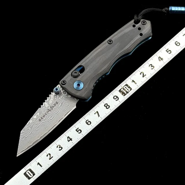 BM 290 Full Immunity AXIS Carbon fiber handle Damascus blade Folding Knife