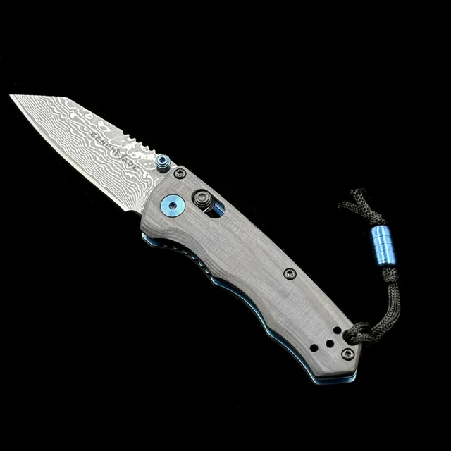 BM 290 Full Immunity AXIS Carbon fiber handle Damascus blade Folding Knife