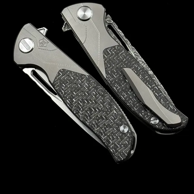 Shirogorov F95 Ball Bearing Titanium Carbon Fiber Handle Knife
