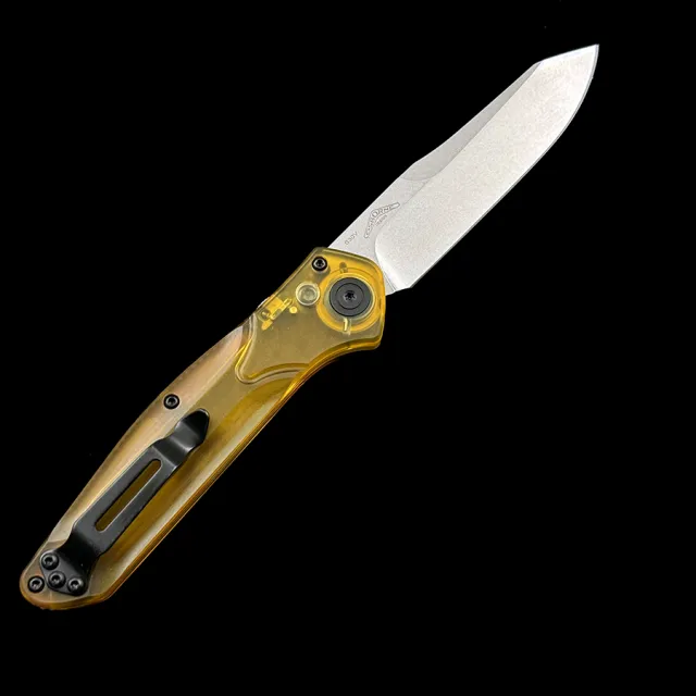 BM 9400 Osborne AUTO Foam Amber Ultem Handle Folding Knife