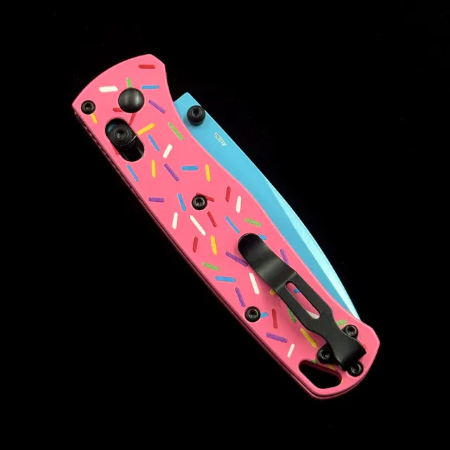 BM 535  Bugout Donut Pink Aluminum Bearing folding knife