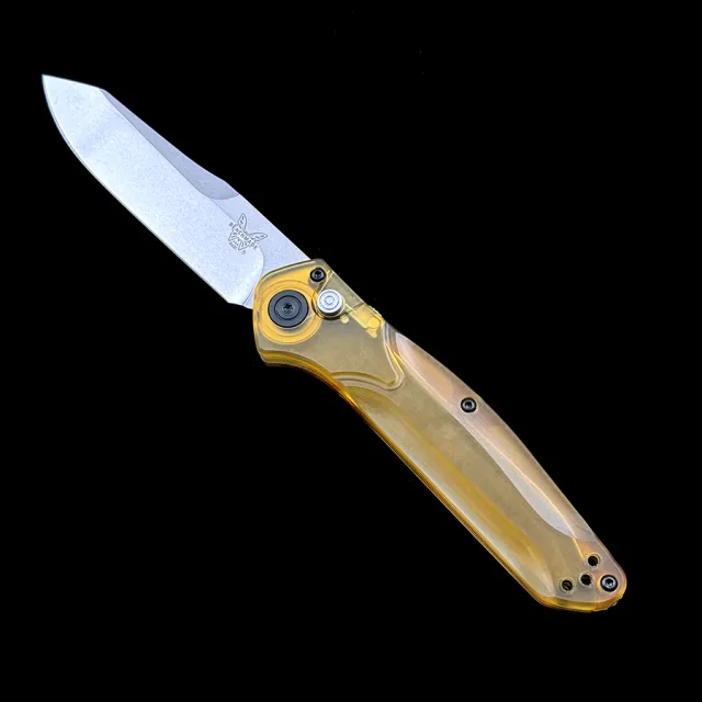 BM 9400 Osborne AUTO Foam Amber Ultem Handle Folding Knife