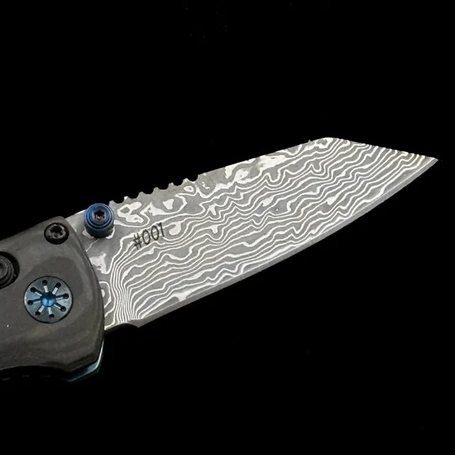 BM 290 Full Immunity AXIS Carbon fiber handle Damascus blade Folding Knife