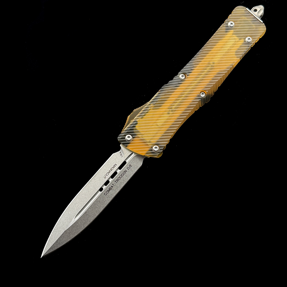2023 MT Combat Troodon  knife D/E Fluted Ultem Top and Button DLC Magnacut Standard DLC Hardware Signature Series 142-1DLCTULS