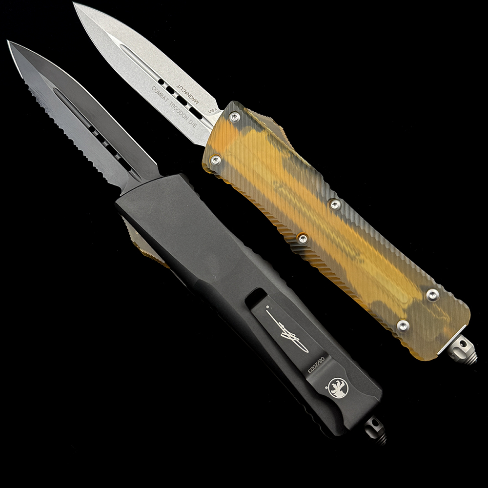 2023 MT Combat Troodon  knife D/E Fluted Ultem Top and Button DLC Magnacut Standard DLC Hardware Signature Series 142-1DLCTULS