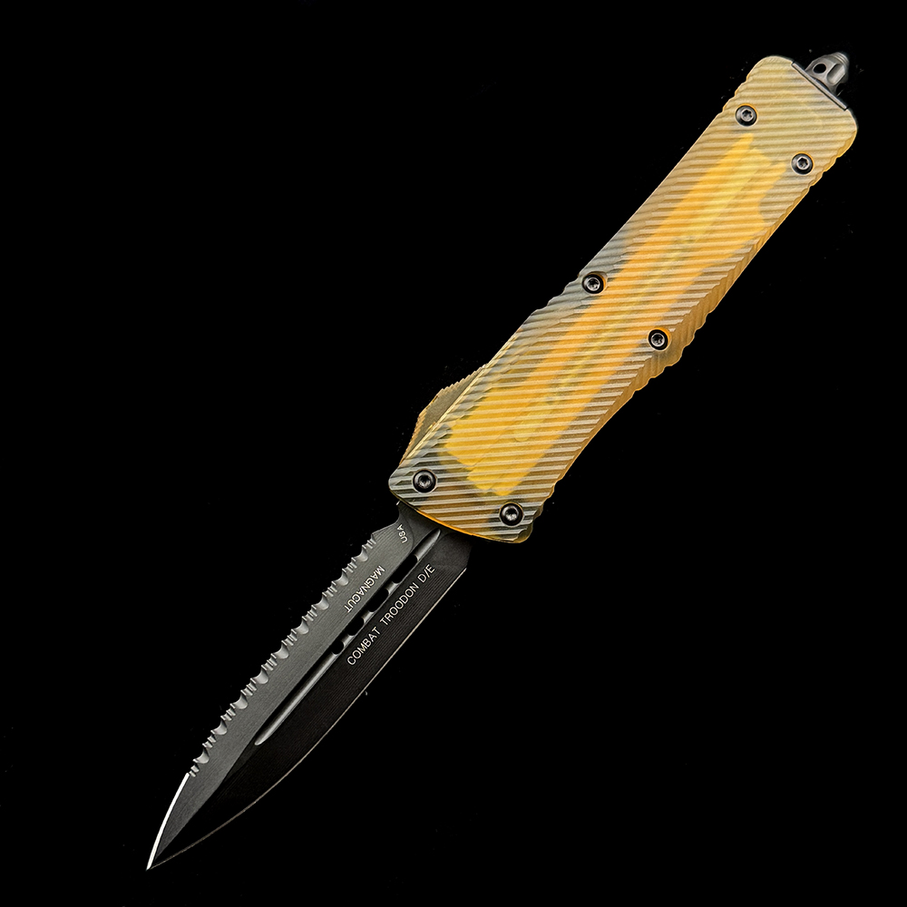 2023 MT Combat Troodon  knife D/E Fluted Ultem Top and Button DLC Magnacut Standard DLC Hardware Signature Series 142-1DLCTULS