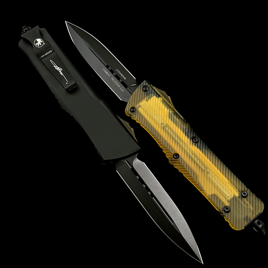 2023 MT Combat Troodon  knife D/E Fluted Ultem Top and Button DLC Magnacut Standard DLC Hardware Signature Series 142-1DLCTULS