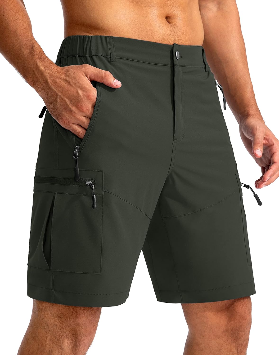 Men's Hiking Cargo Shorts 9" Lightweight Outdoor Work Shorts for Men Travel Golf Camping Casual with 5 Zipper Pockets