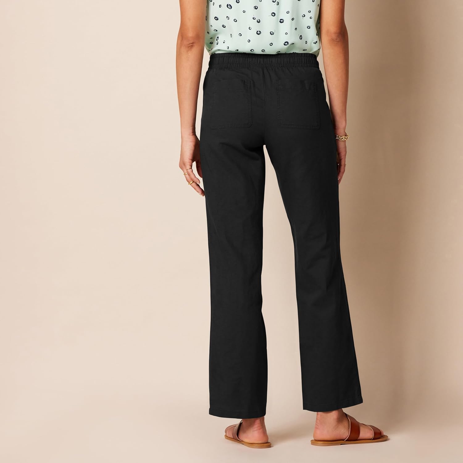 Women's Linen Blend Drawstring Relaxed Fit Wide Leg Pant (Available in Plus Size)