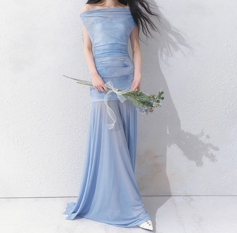 Square Neck Tie-Waist Dress - Midi Length for Campus & Shopping Trips