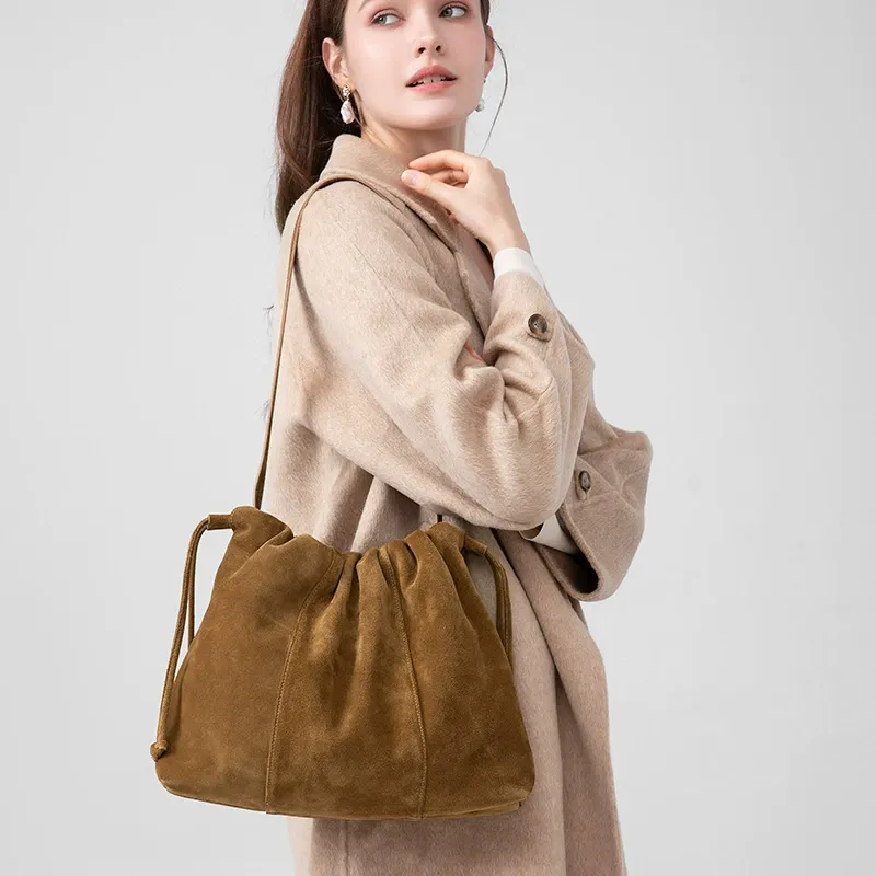 Kalidorexis Suede Drawstring Shoulder Bag