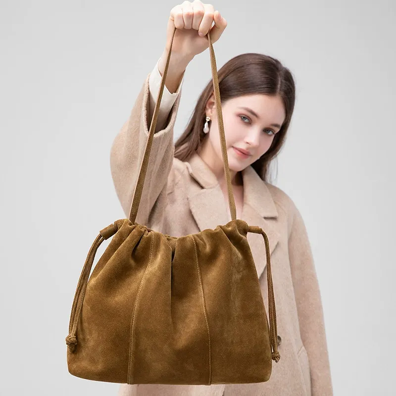Kalidorexis Suede Drawstring Shoulder Bag