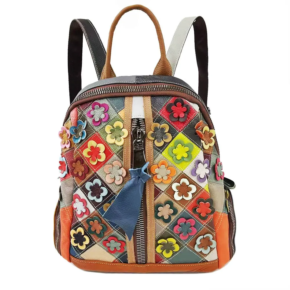 Floral Patchwork Zip Backpack