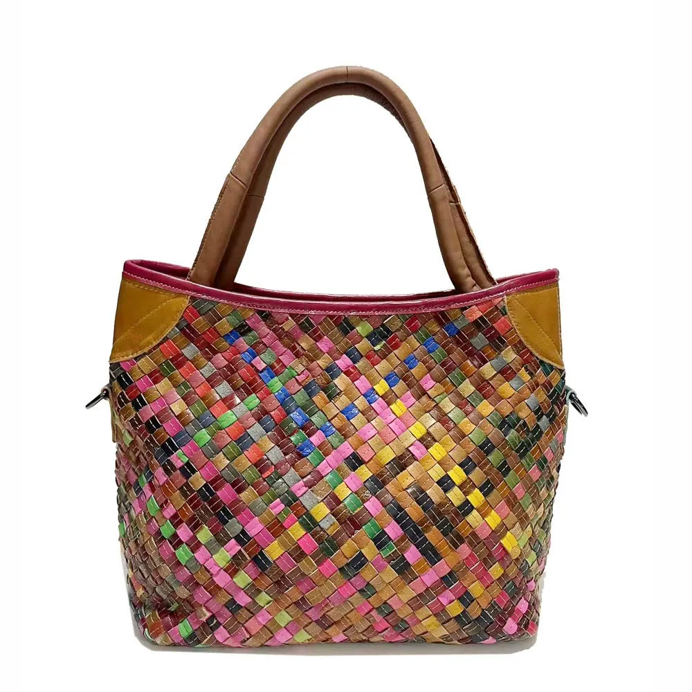Multicolor Woven Tote Bag