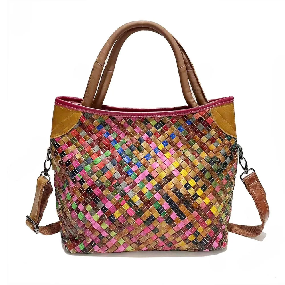 Multicolor Woven Tote Bag
