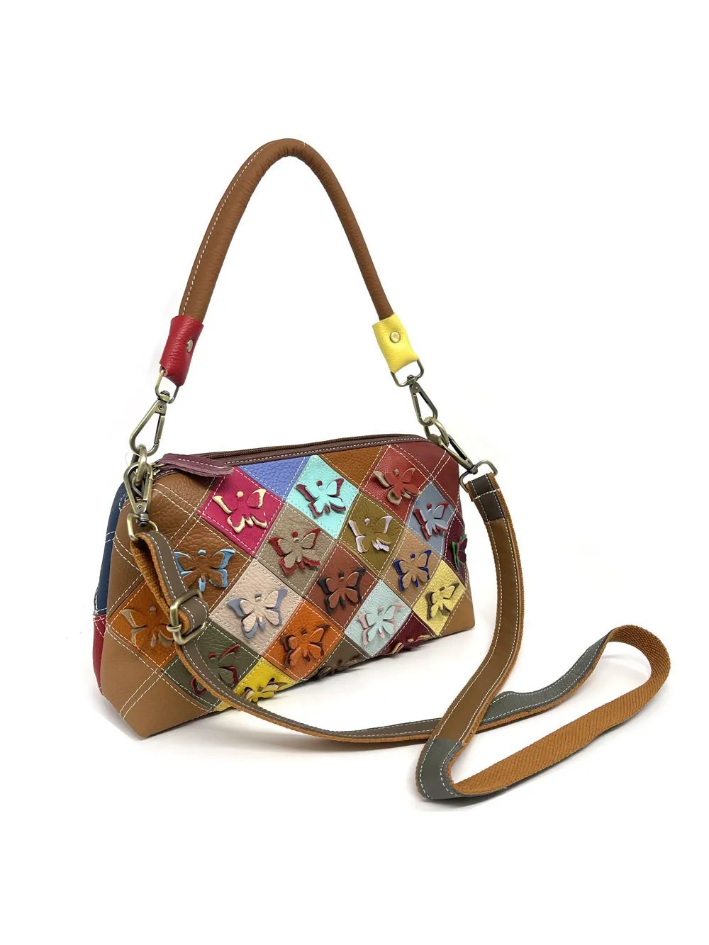 Geometric Butterfly Patchwork Shoulder Bag