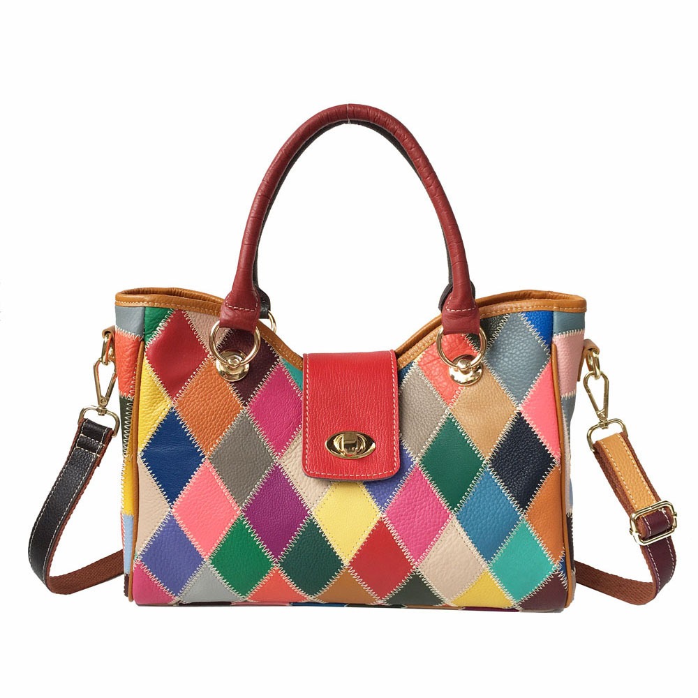 Patchwork Leather Top Handle Bag
