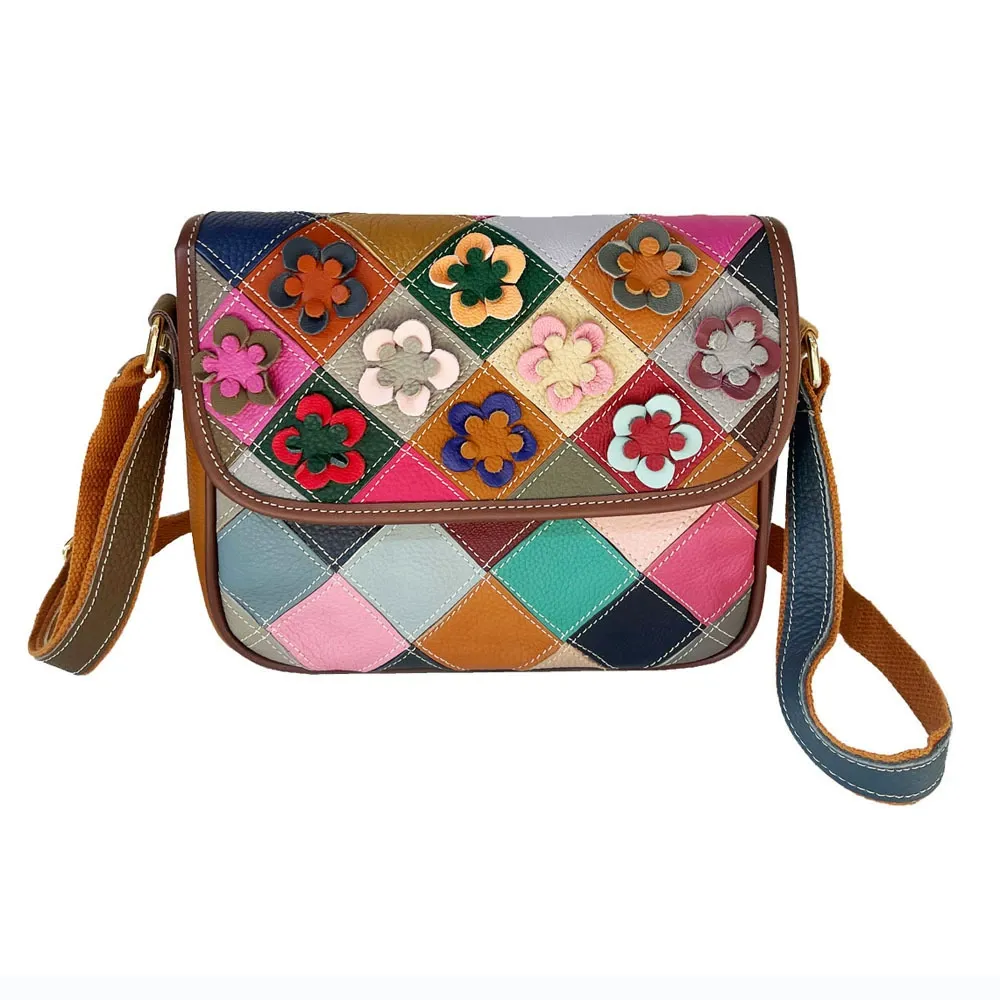 Patchwork Leather Flap Crossbody Bag