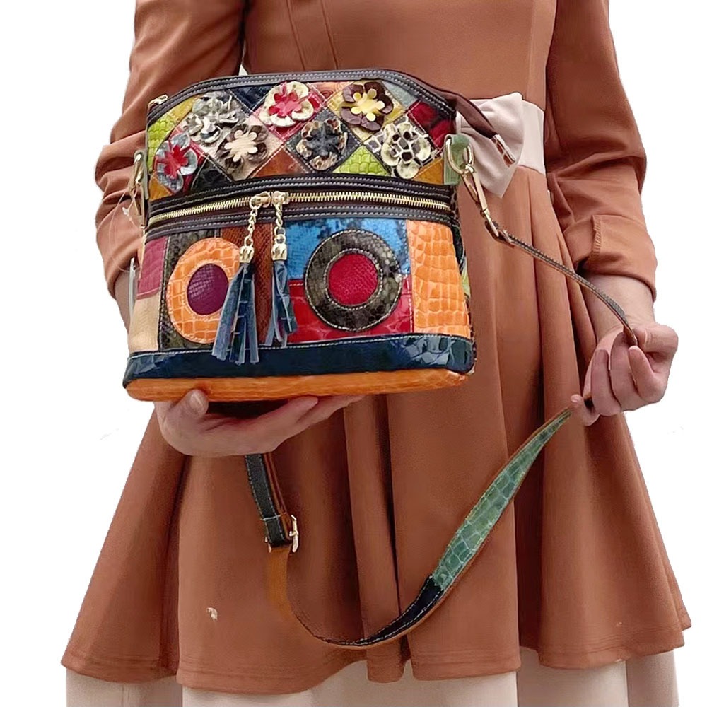 Geometric Patchwork Crossbody Bag