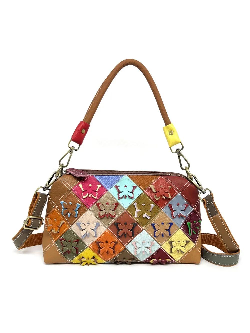 Geometric Butterfly Patchwork Shoulder Bag