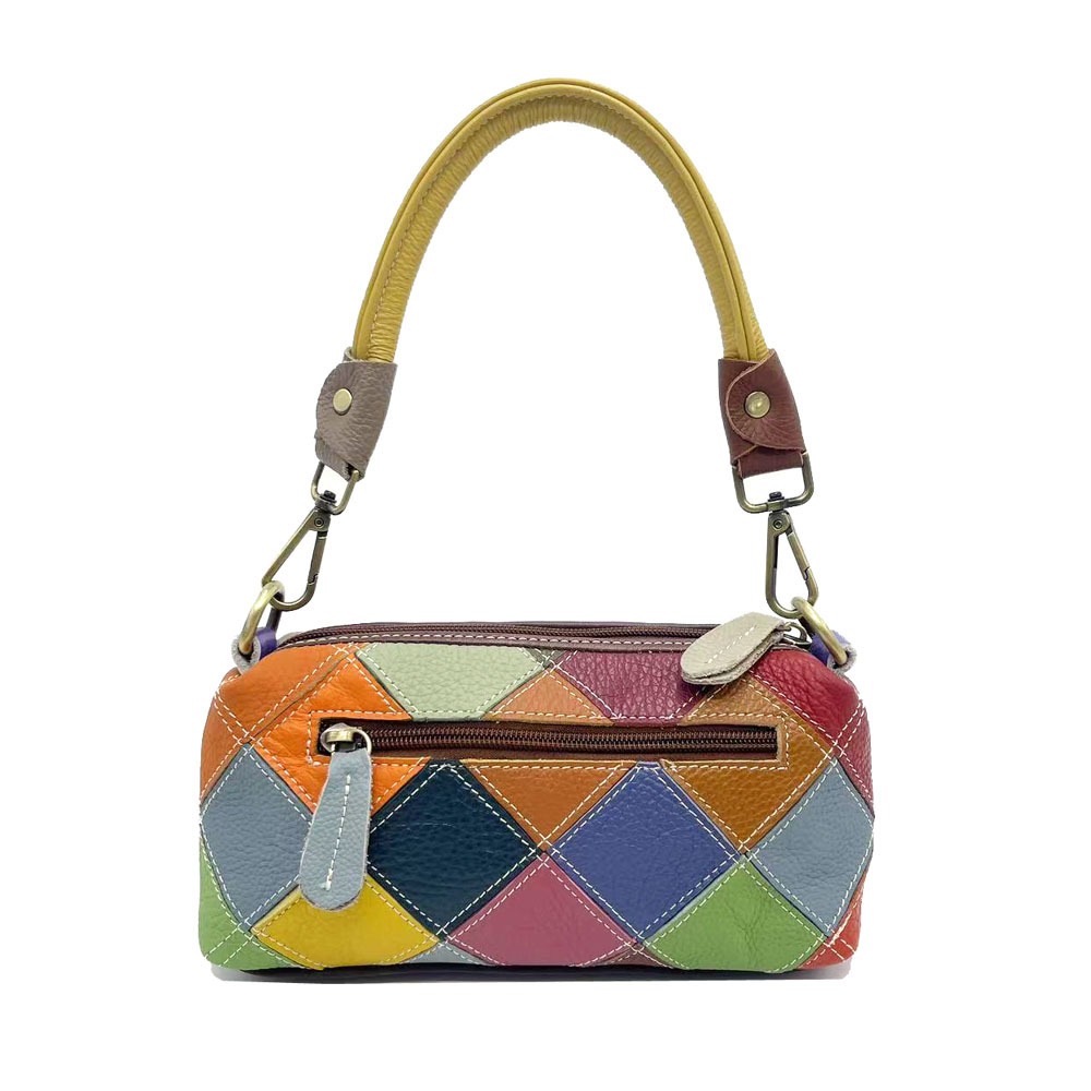 Geometric Patchwork Top-Handle Bag