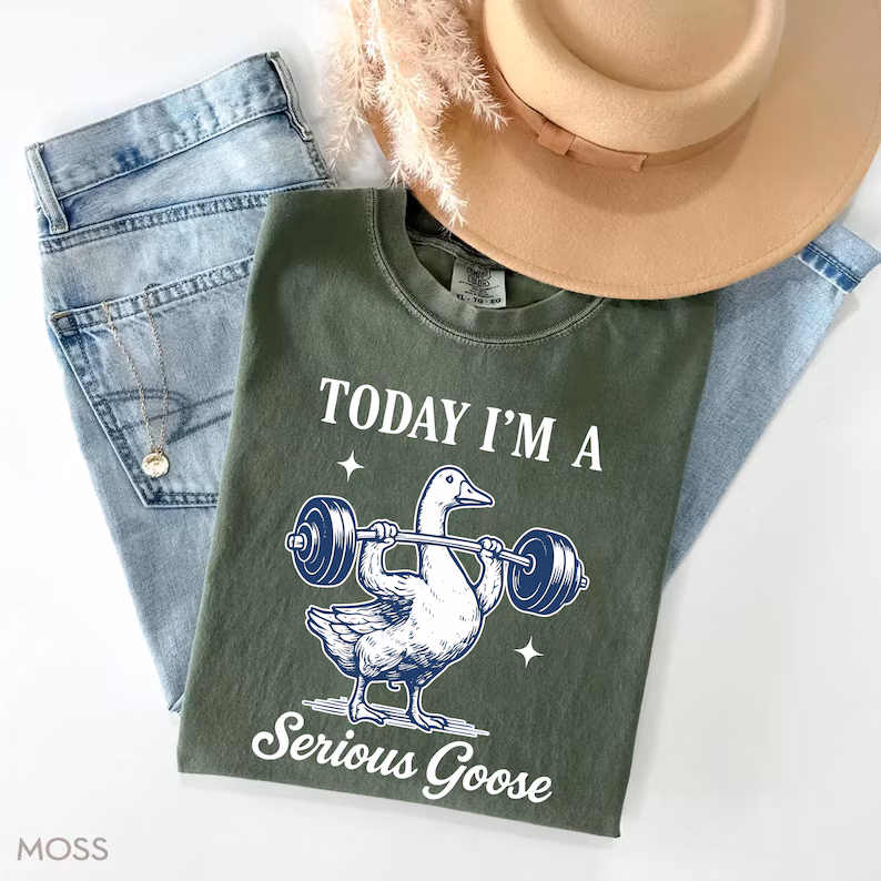 Serious Goose Weightlifting Shirt, Funny Gym Workout, Sarcastic Animal Lover Gift, Trainer Powerlifting Workout Silly Goose,Best Friend Gift