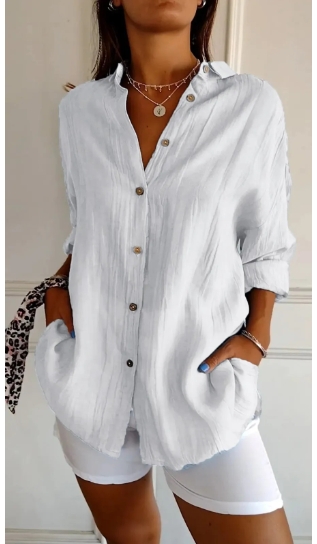 Single breasted pleated collared shirt for women, solid color European and American sleeveless top