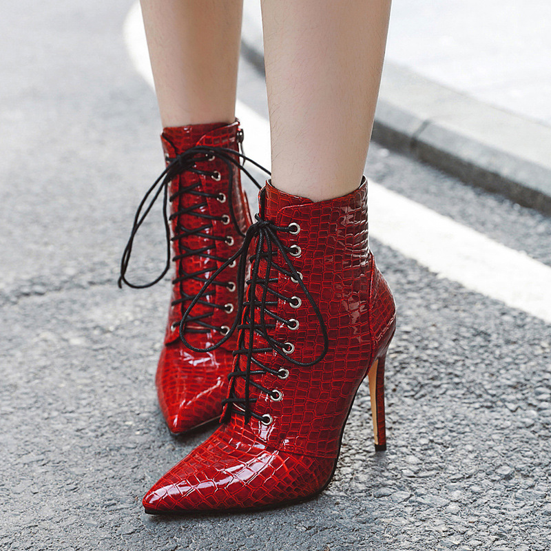 Women's boots with pointed toes, thin heels, high heels, fashionable women's shoes