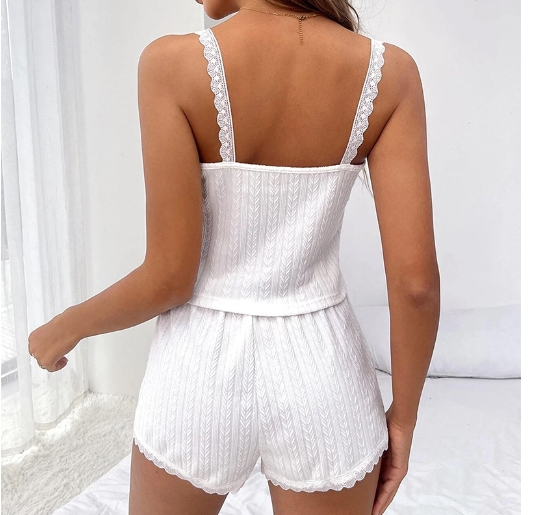 Summer thin knitted sleeveless spicy girl bow vest+shorts