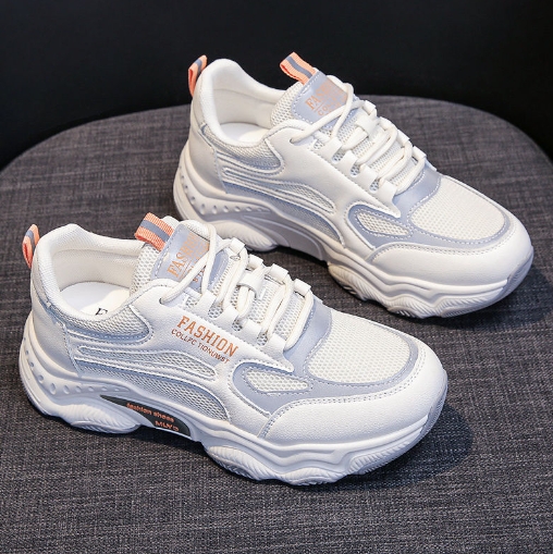 Sports and leisure versatile student China-Chic thick soled high rise mesh shoes