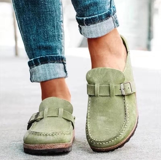 Cool slippers for women, round headed, low heeled, casual, half length slippers