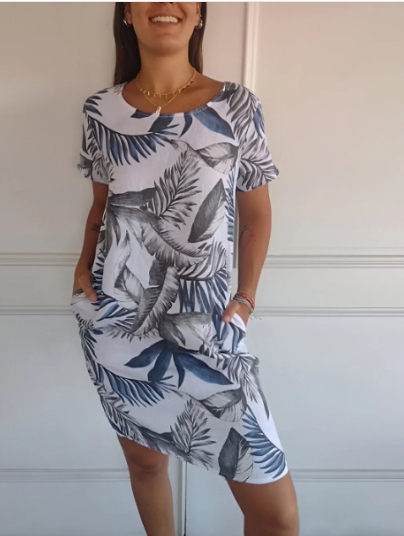 Printed short sleeved dress